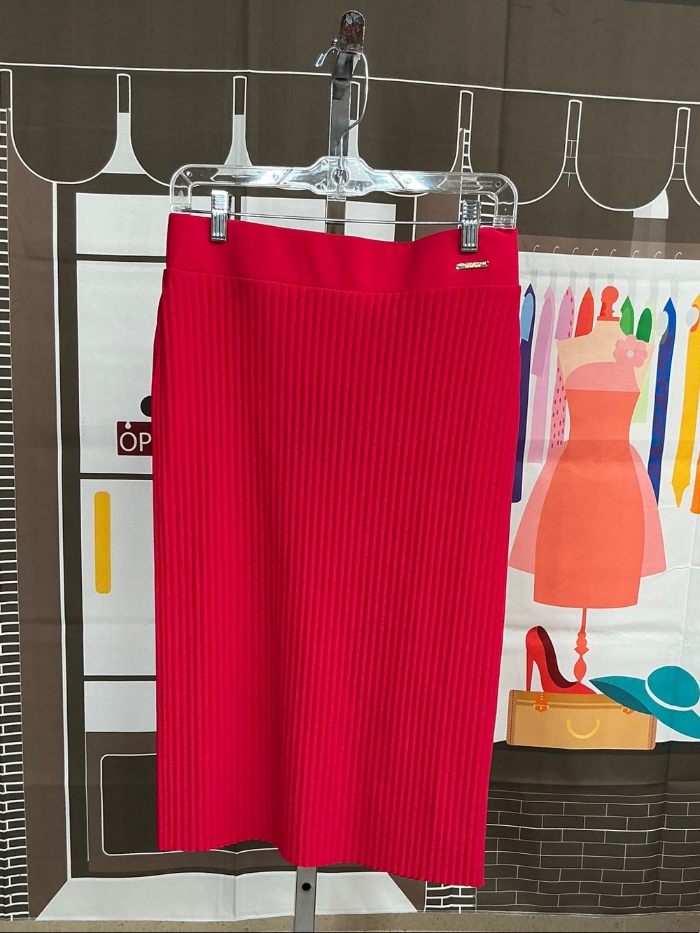 Marc New York Vibrant Pink Ribbed Pencil Skirt Sz small. #2255